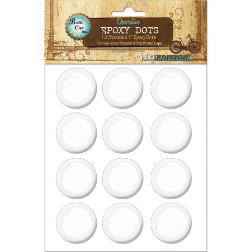 Vintage Epoxy Dot Clear Stickers 1" 12/Pkg
