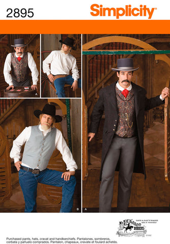 Simplicity Mens Frock Coat Shirt & Vest Costume