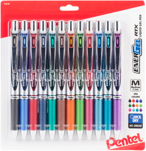 Pentel EnerGel RTX Retractable Liquid Gel Pen .7mm 12/Pkg