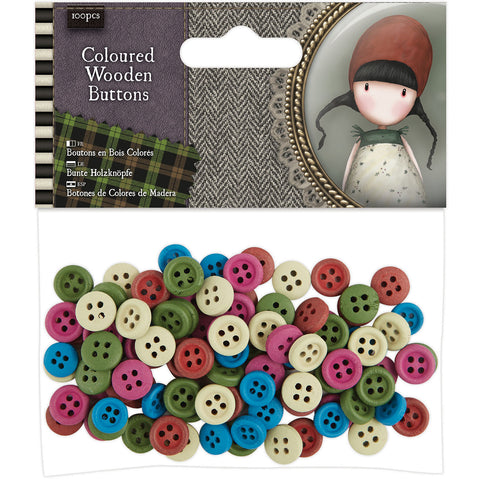 Santoro's Gorjuss Tweed Wooden Buttons 100/Pkg