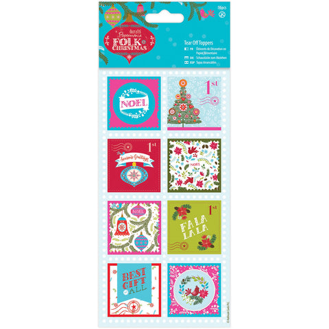 Papermania Folk Christmas Tear Off Toppers 16/Pkg