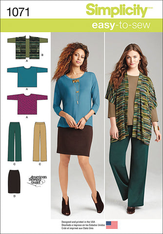 Simplicity Easy-To-Sew Misses Knit Skirt Pants Top & Vest