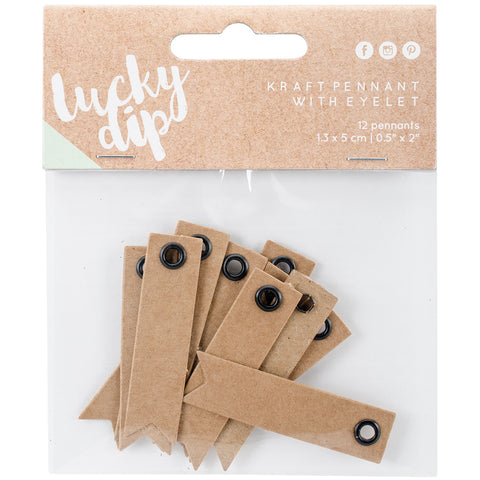 Kaisercraft Lucky Dip Kraft Pennants W/Eyelet 12/Pkg