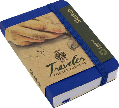 Pentalic Traveler Pocket Journal Sketch, 4" x 3", Royal Blue