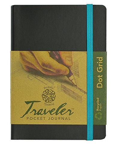 Pentalic Art Acid Free Dot Grid Travelers Sketch Book, 4-inch x 6-inch, Black