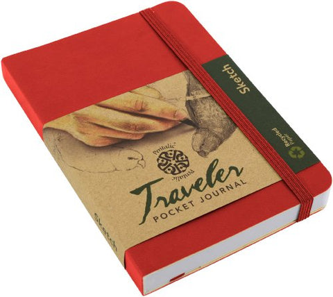 Pentalic Traveler Pocket Journal Sketch, 6" x 4", Red