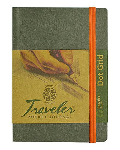 Pentalic Art Acid Free Dot Grid Travelers Sketch Book, 4-inch x 6-inch, Gray