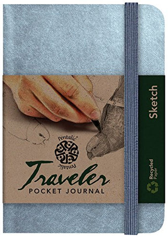 Pentalic Art Acid Free Dot Grid Travelers Sketch Book, 4-inch x 6-inch, Metallic Silver