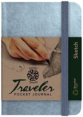 Pentalic Art Acid Free Dot Grid Travelers Sketch Book, 4-inch x 6-inch, Metallic Silver