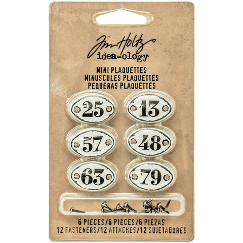 Idea-Ology Metal Number Plaquettes W/Brads 6/Pkg