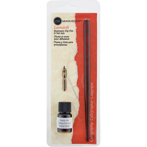 Manuscript Round Hand Nib, Holder & Black Ink