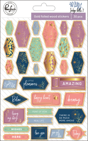 Indigo Hills 2 Wood Veneer Stickers 5"X7" 30/Pkg