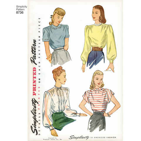 Simplicity Misses 1940S Vintage Blouse With Variations