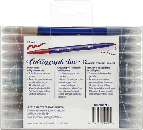 Double Ended Calligraphy Markers 12/Pkg