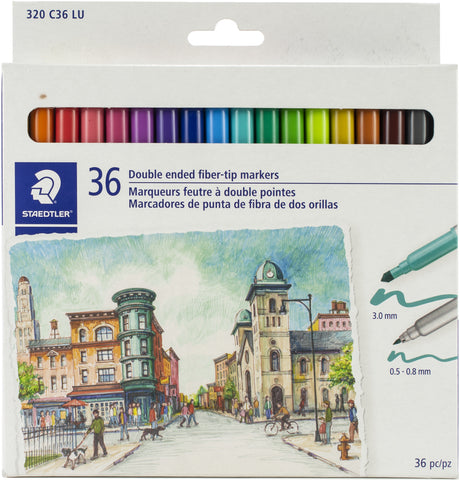 Double Ended Fiber-Tip Markers 36/Pkg