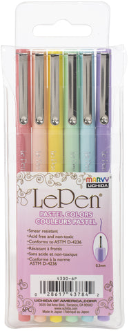 Le Pen Fine Point Pastel Set 6/Pkg