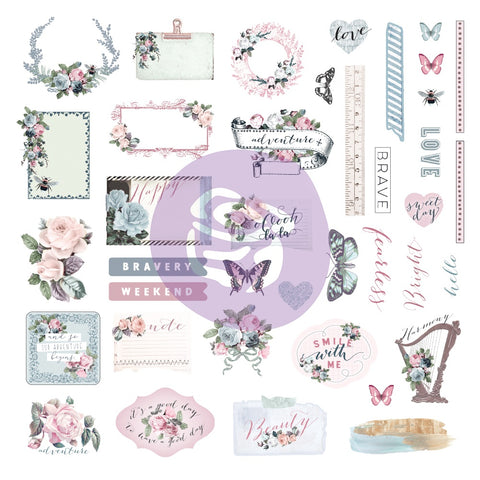 Prima Marketing Poetic Rose Cardstock/Sticker Ephemera 65/Pk