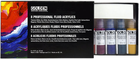 Golden Fluid Acrylic Paint Set 8/Pkg