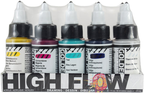 Golden High Flow Acrylic Paints & Mediums Drawing Set 10/Pkg