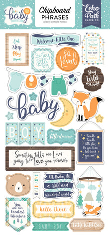 Hello Baby Boy Chipboard 6"X13"
