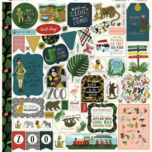 Animal Safari Cardstock Stickers 12"X12"