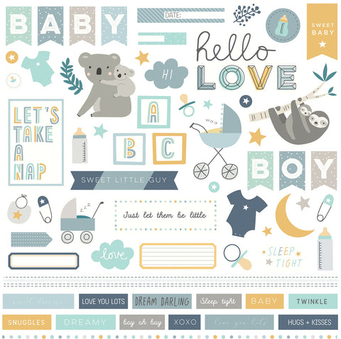 Snuggle Up Boy Stickers 12"X12"