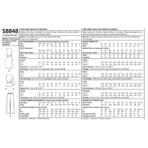 Simplicity American Sewing Guild Misses Wrap Top Dress Pants