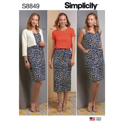Simplicity Misses Dress Skirt Top & Knit Jacket