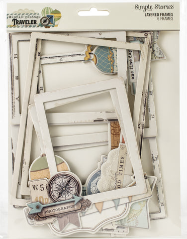 Simple Vintage Traveler Layered Frames Die-Cuts 6/Pkg