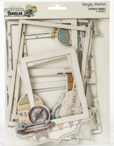 Simple Vintage Traveler Layered Frames Die-Cuts 6/Pkg