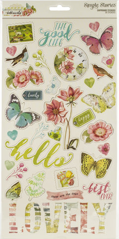 Simple Vintage Botanicals Chipboard Stickers 6"X12"