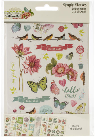 Simple Vintage Botanicals Stickers 4"X6" 8/Pkg