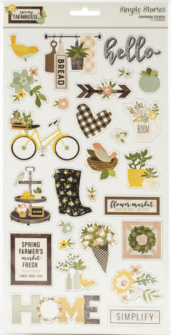 Spring Farmhouse Chipboard Stickers 6"X12"