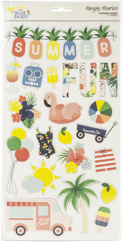 Sunshine & Blue Skies Chipboard Stickers 6"X12"