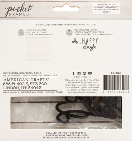 American Crafts Pocket Frames Insert Kit 6"X5.5" 8/Pkg