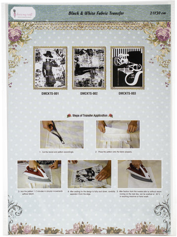 Dress My Craft Black & White Fabric Transfer 21X30cm