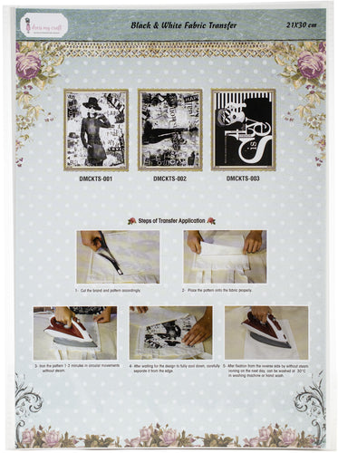Dress My Craft Black & White Fabric Transfer 21X30cm