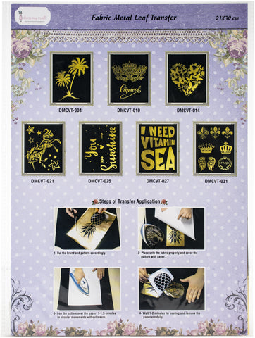 Dress My Craft Fabric Metal Leaf Transfer 21X30cm