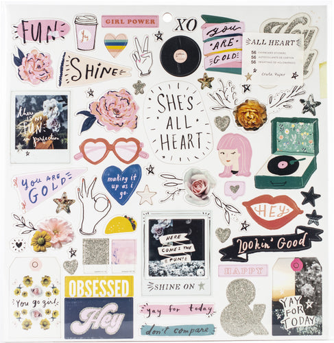 All Heart Chipboard Stickers 56/Pkg
