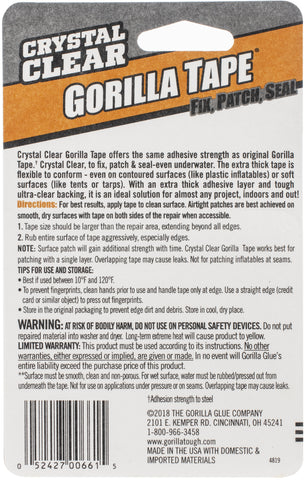 Gorilla Glue Crystal Clear Tape 1.5"X15'