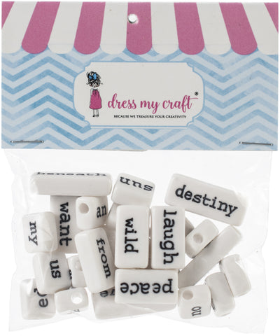 Dress My Crafts White Sentiment Tiles