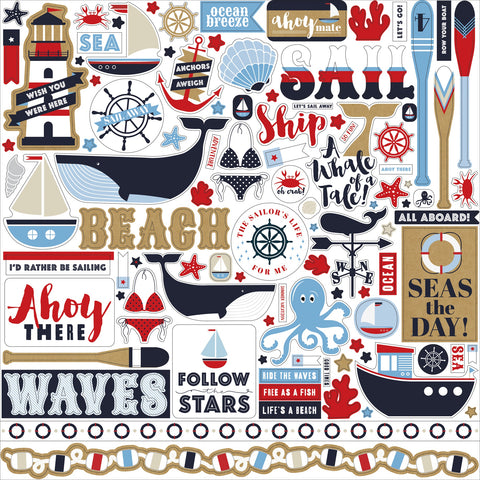 Deep Blue Sea Cardstock Stickers 12"X12"
