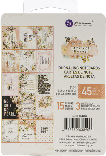 Apricot Honey Journaling Cards 3"X4" 45/Pkg