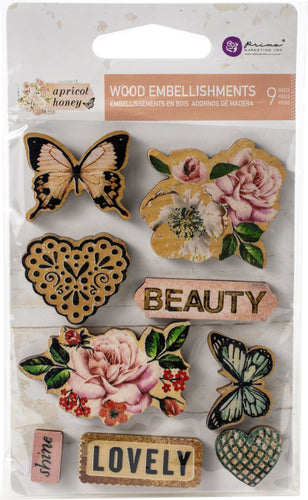 Apricot Honey Wood Shapes 9/Pkg
