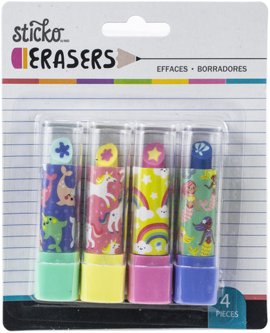 Sticko Retractable Lipstick Erasers 4/Pkg