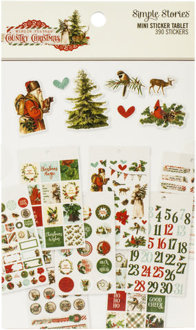 Country Christmas Mini Sticker Tablet 390/Pkg