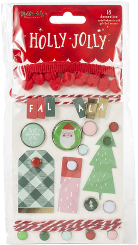 Holly Jolly Decorative Brads 18/Pkg