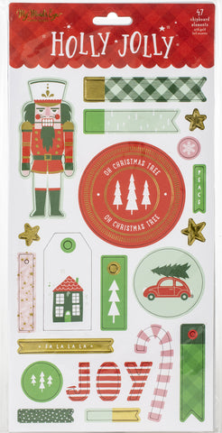 Holly Jolly Chipboard Elements 6"X12" 2/Pkg
