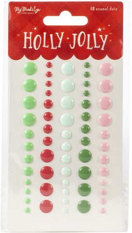 Holly Jolly Adhesive Enamel Dots 60/Pkg