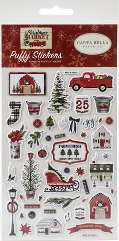 Christmas Market Puffy Stickers